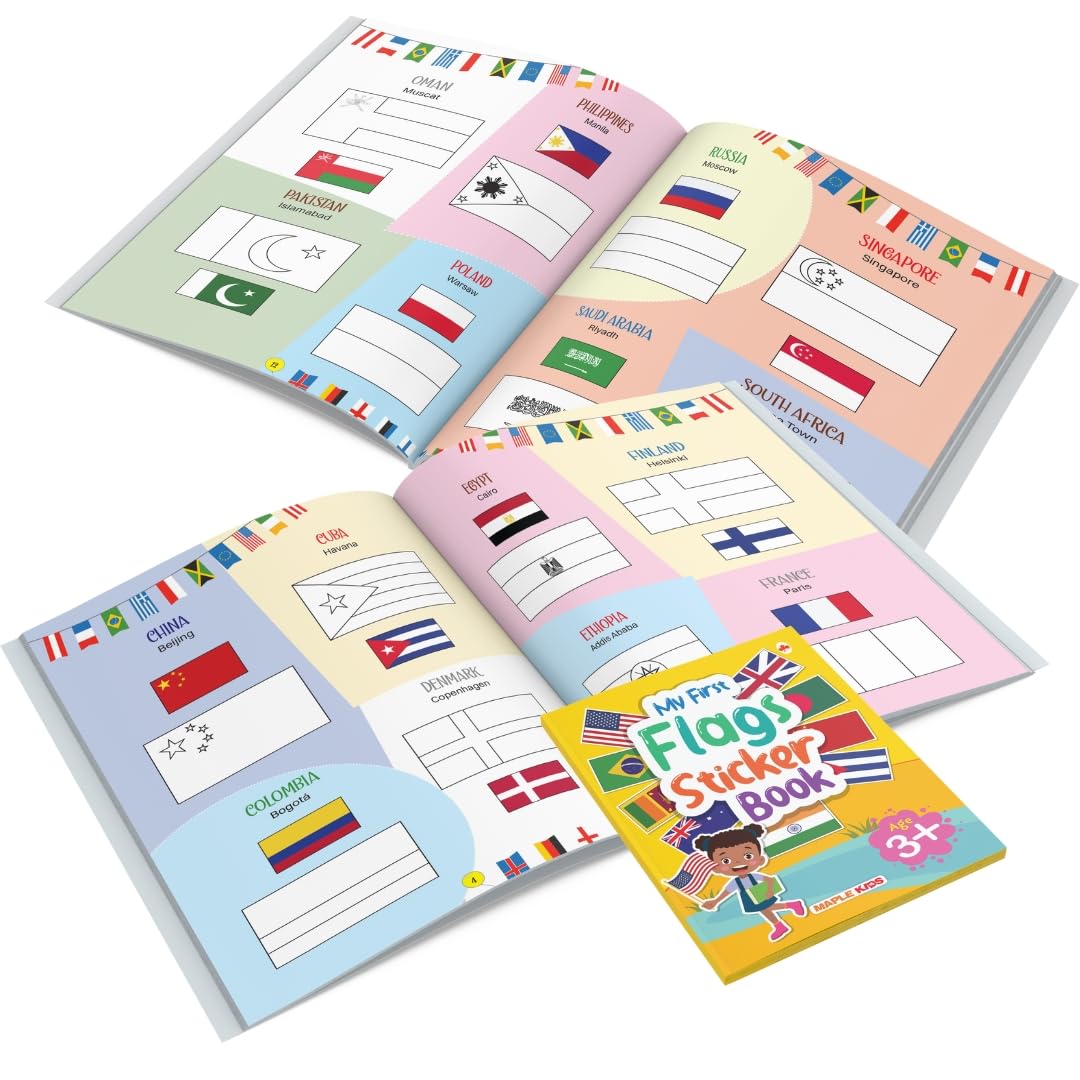 My First Sticker Book - Flags - Activity Book for Kids with 50+ Stickers - Stickers for Children - Age 3+ Years