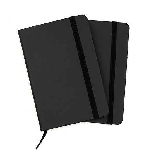 AccuPrints A6 Hard Bound Diary Size 6 x 4.2 inches with 160 Pages | Notebook Diary with Elastic Lock PU Leather Pocket Diary for Office (Black)