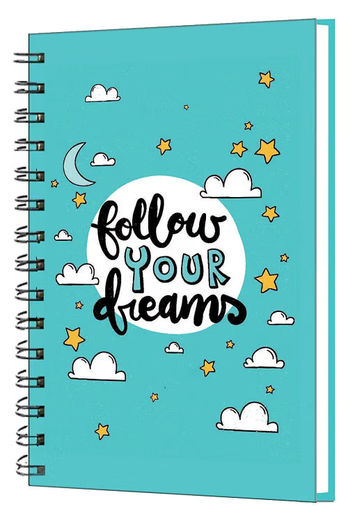 AccuPrints wiro Hard bound Size -A5 (6 by 9 inch) Notebook Diary Ruled 200 pages-Notebook Diary (Follow your dream)