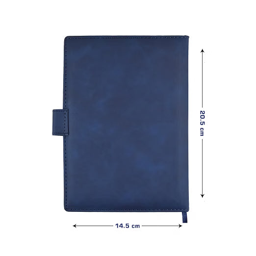 Cubic A5 Foambound Leather Notebook Navy Blue | 160 Pages | Soft Cover | Button Closure | Premium Journal for Office, School, Notes, Journaling | Elegant, Durable & Compact Design