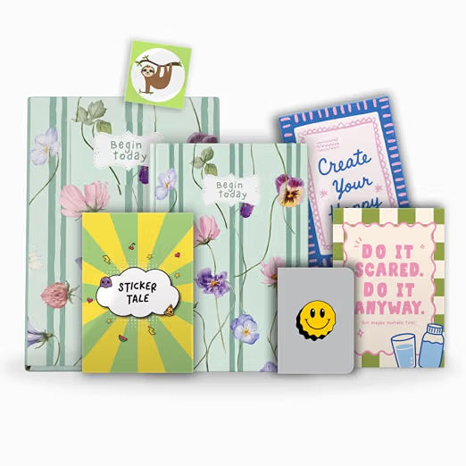 KALP Undated Daily Journal Planner KIT with Pocket Diary, 2 Posters, 300+Stickers, Magnetic Bookmark - Hard Bound, 80 GSM - 272 pages, 52 Weekly Spreads, Monthly View, Habit & Budget Tracker (Begin Today)