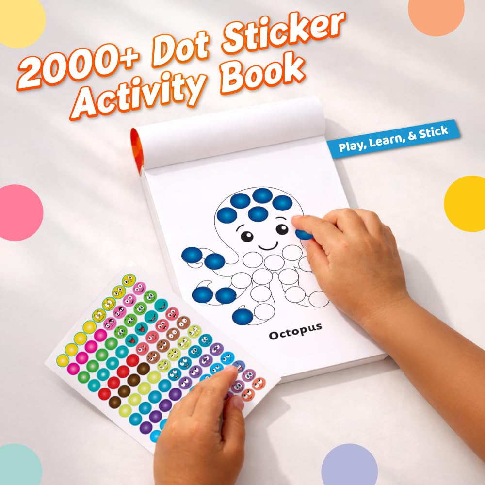 2000+ Dot Sticker Activity Book For 3+ Years Old Toddlers | Fun Sticker Set, Focus Builder, A to Z letters (Uppercase & Lowercase), Numbers 1-10 | Screen-Free Educational Activity For Kids