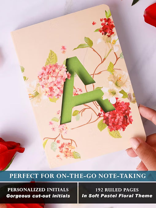 DOODLE Monogram A Diary Gift Set – B6 Soft Bound Ruled Notebook with Tote Bag & Zipper Pouch – Premium Stationery Gift Set for Women & Girls | Perfect Personalised Gift Set for Women's Day