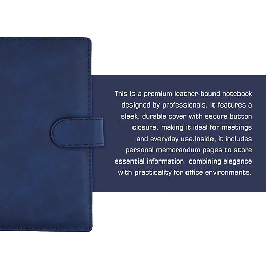 Cubic A5 Foambound Leather Notebook Navy Blue | 160 Pages | Soft Cover | Button Closure | Premium Journal for Office, School, Notes, Journaling | Elegant, Durable & Compact Design