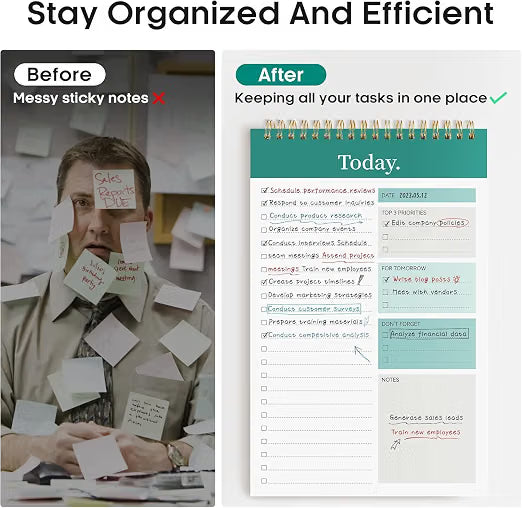 AccuPrints A5 To Do List Notepad - Daily Planner Undated 50 Sheets/100 Pages Tear Off, 5.8" x 8.2" | Planning Memo Pad | Checklist Productivity Note Pad for Work and Personal Organized