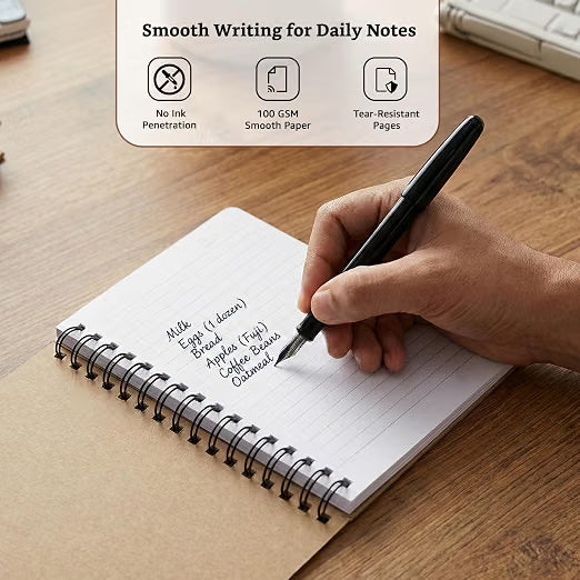Solimo Notebooks, Spiral-Bound, Kraft Cover, Lightweight, Pleasing Designs (A5, 160 Pages, 100 GSM, Set of 3)