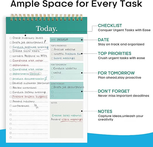 AccuPrints A5 To Do List Notepad - Daily Planner Undated 50 Sheets/100 Pages Tear Off, 5.8" x 8.2" | Planning Memo Pad | Checklist Productivity Note Pad for Work and Personal Organized