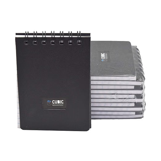 Cubic A7 Size Wiro Pocket Notebook, Pack of 10 (Black)