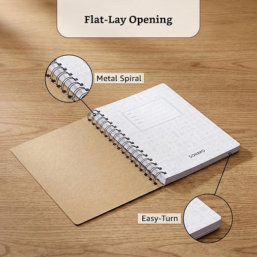 Solimo Notebooks, Spiral-Bound, Kraft Cover, Lightweight, Pleasing Designs (A5, 160 Pages, 100 GSM, Set of 3)