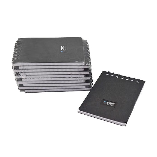 Cubic A7 Size Wiro Pocket Notebook, Pack of 10 (Black)