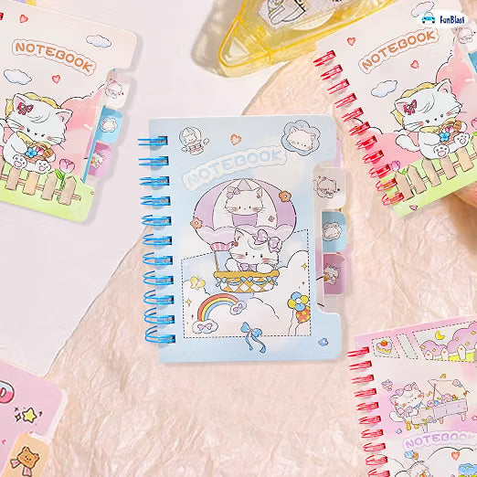 FunBlast Kawaii Diary, 4Pcs Cute Mini Spiral Notebooks – A7 Kawaii Cartoon Memo Notepads, 80 Sheets (160 Pages) Each, Small Pocket Journals for Writing, Birthday Return Gifts for Kids