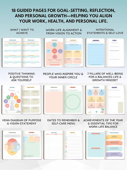 DOODLE Work Life Balance Planner – A5 Undated 6 Months Planner | Productivity, Goal Setting & Self-Care Gratitude Journal | Monthly + Daily Planning | Hard Cover | 200+ Stickers | Plan It